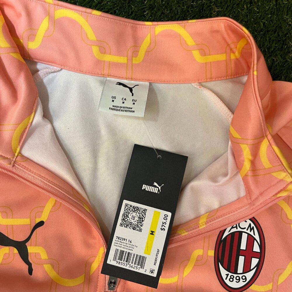 AC Milan Puma 2025/26 Pre-Match dryCell Quarter-Zip Top - Light Orange (Adult M) - Picture 3 of 3